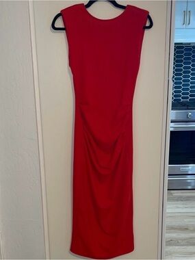 Zara Red Midi Dress with V-Neck Back